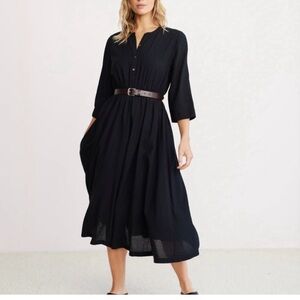 Jenni Kayne Seersucker Shirtdress Black Cotton Blend Women's XL